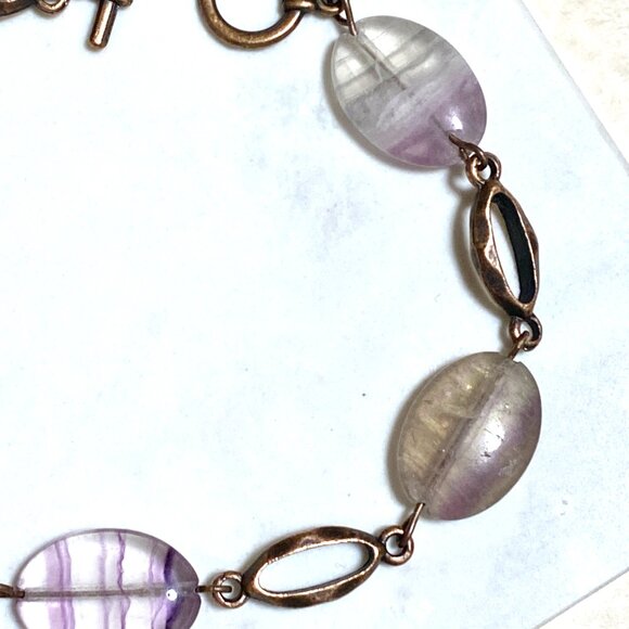 2/$20, Light Purple Fluorite Boho Bracelet, Genuine Gemstone + Copper Chain - Picture 5 of 10